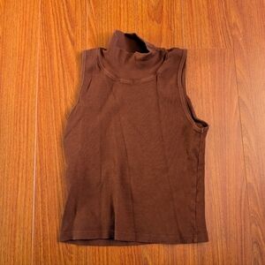 Big Bud Press Brown Ribbed Turtleneck Top Sleeveless
